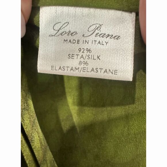 Loro Piana Silk Crocodile Print Button-Up Long Sleeve Shirt Green Women's - Picture 3 of 4